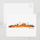 Barcelona Skyline waterverf v02 Briefkaart (Voorkant / Achterkant)