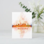 Barcelona Skyline waterverf v04 Briefkaart (Staand voorkant)