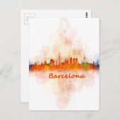 Barcelona Skyline waterverf v04 Briefkaart (Voorkant / Achterkant)