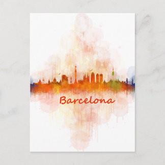 Barcelona Skyline waterverf v04 Briefkaart