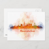 Barcelona Skyline waterverf v04 Briefkaart (Voorkant / Achterkant)