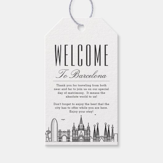 Barcelona Skyline | Welkomstberichten — Labels Cadeaulabel (Voorkant)