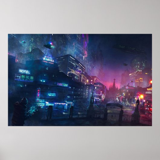 Barcelona Smoke Neons Sant Pau i La Sagrada Famil Poster (Voorkant)