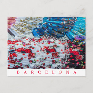 Barcelona souvenir fans zicht op ansichtkaart briefkaart