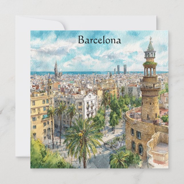 Barcelona Spain Catalonia City VIew Oil Paint (Voorkant)