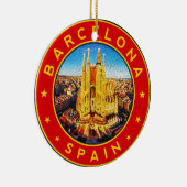 Barcelona, Spain, circle, red Keramisch Ornament (Rechts)