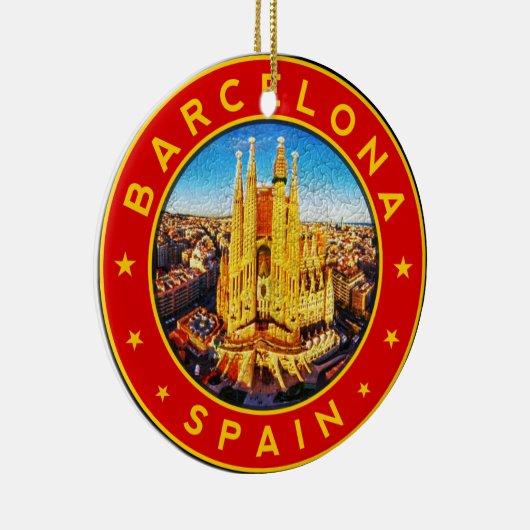 Barcelona, Spain, circle, red Keramisch Ornament (Rechts)