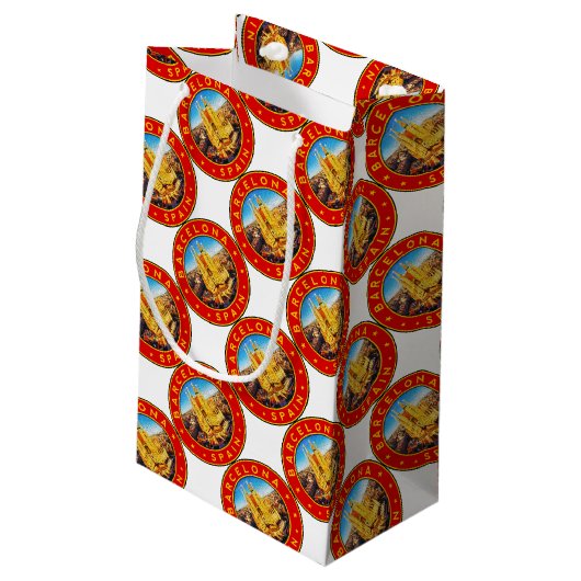 Barcelona, Spain, circle, red Klein Cadeauzakje (Achterkant Gekanteld)