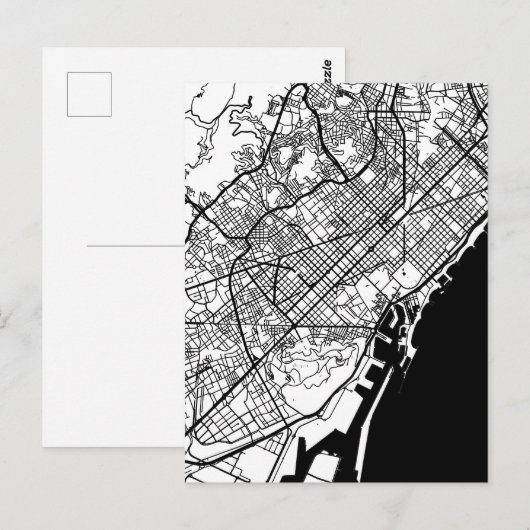 Barcelona Spain City Map Briefkaart (Voorkant / Achterkant)