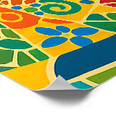 Barcelona Spain Colorful Aerial View Travel Poster (Hoek)