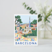 Barcelona Spain Illustrated Travel Postcard  Briefkaart (Staand voorkant)