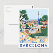 Barcelona Spain Illustrated Travel Postcard  Briefkaart (Voorkant / Achterkant)