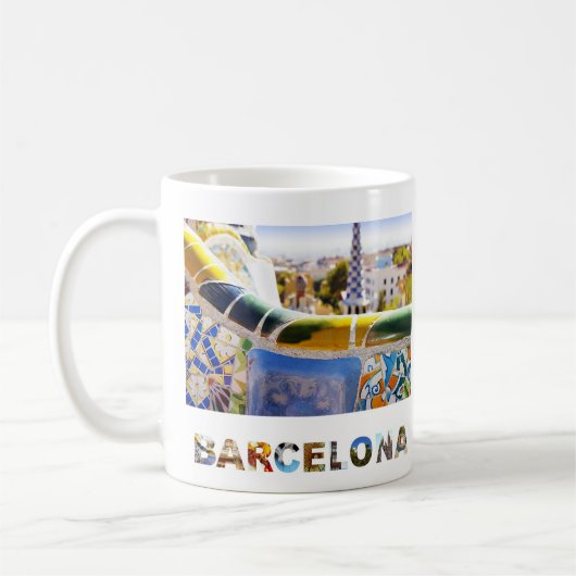 Barcelona Spain Parc Guell Travel Foto Koffiemok (Links)