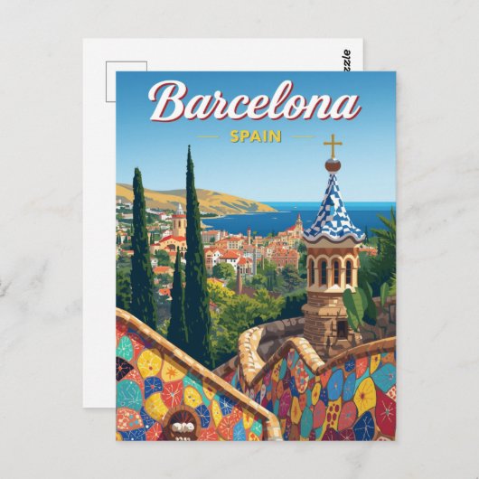 Barcelona Spain Park Güell Briefkaart (Voorkant / Achterkant)