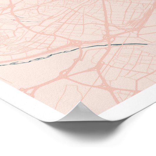 Barcelona Spain Pink and Blue Cute Script Street Poster (Hoek)