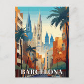 Barcelona, Spain Retro Travel Briefkaart (Voorkant)