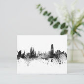Barcelona Spain Skyline Black White Briefkaart (Staand voorkant)