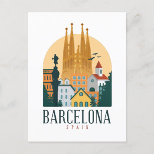 Barcelona Spain Skyline Briefkaart