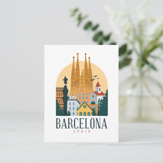 Barcelona Spain Skyline Briefkaart (Staand voorkant)
