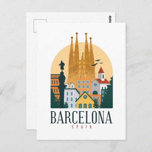 Barcelona Spain Skyline Briefkaart (Voorkant / Achterkant)