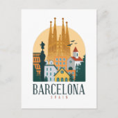 Barcelona Spain Skyline Briefkaart (Voorkant)