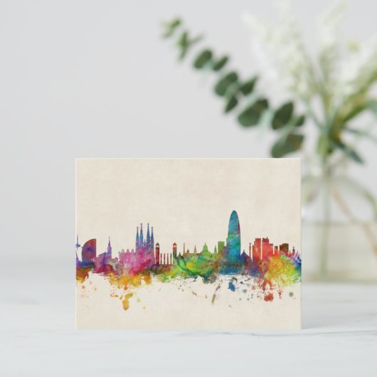 Barcelona Spain Skyline Briefkaart (Staand voorkant)