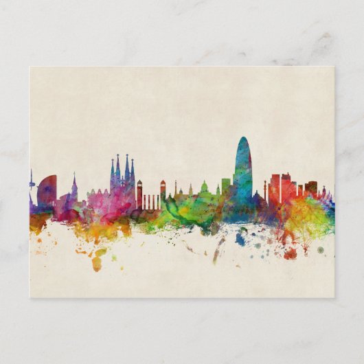 Barcelona Spain Skyline Briefkaart (Voorkant)