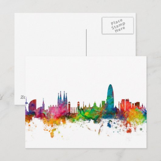 Barcelona Spain Skyline Briefkaart (Voorkant / Achterkant)