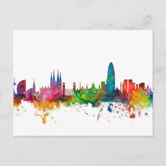Barcelona Spain Skyline Briefkaart (Voorkant)