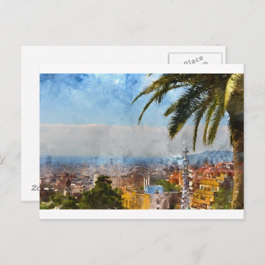 Barcelona Spain Skyline Briefkaart (Voorkant / Achterkant)