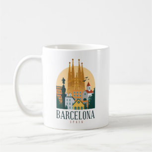 Barcelona Spain Skyline Coffee Mok