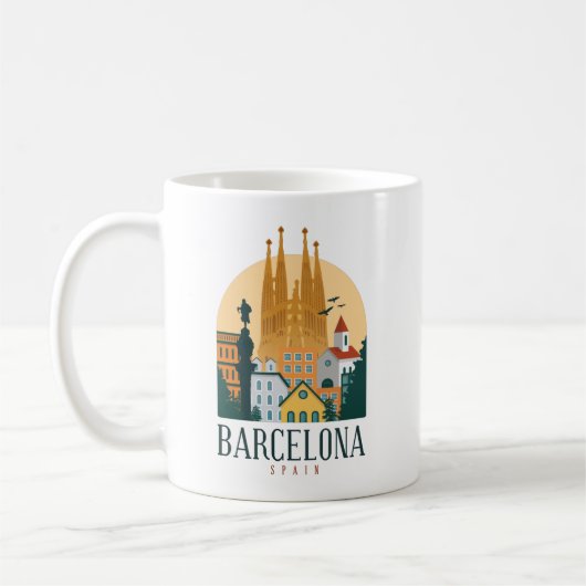 Barcelona Spain Skyline Coffee Mok (Links)