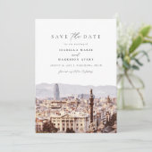 BARCELONA Spain Skyline Destination Save the Date Kaart (Staand voorkant)