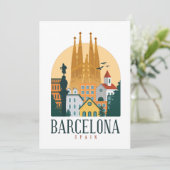Barcelona Spain Skyline Invitation Kaart (Staand voorkant)