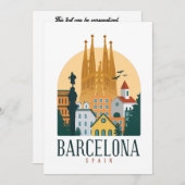 Barcelona Spain Skyline Invitation Kaart (Voorkant / Achterkant)