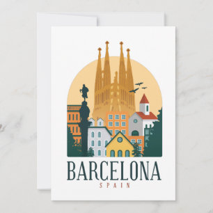 Barcelona Spain Skyline Invitation Kaart
