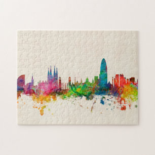 Barcelona Spain Skyline Legpuzzel