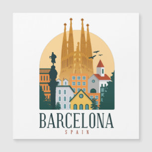 Barcelona Spain Skyline  Magnetic Kaart