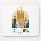 Barcelona Spain Skyline Mousepad Muismat (Voorkant)