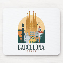 Barcelona Spain Skyline Mousepad Muismat