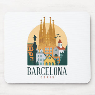 Barcelona Spain Skyline Mousepad Muismat