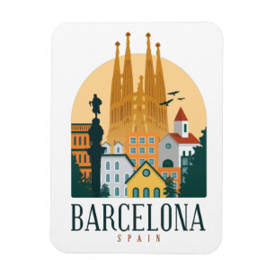 Barcelona Spain Skyline  Photo Magnet Magneet