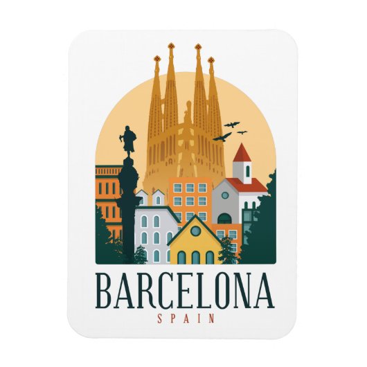 Barcelona Spain Skyline  Photo Magnet Magneet (Verticaal)