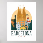 Barcelona Spain Skyline Poster (Voorkant)