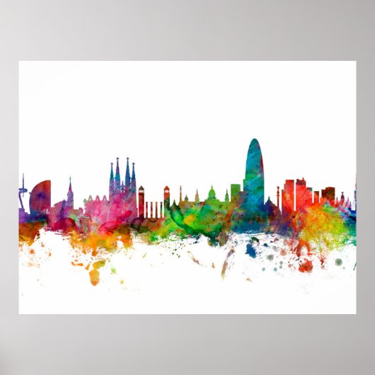 Barcelona Spain Skyline Poster (Voorkant)