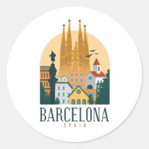 Barcelona Spain Skyline Ronde Sticker
