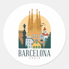 Barcelona Spain Skyline Ronde Sticker