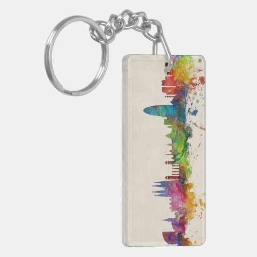 Barcelona Spain Skyline Sleutelhanger (Voorkant Links)