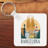 Barcelona Spain Skyline Sleutelhanger (Voorkant)