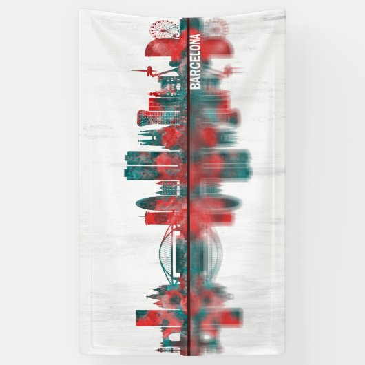 Barcelona Spain Skyline Spandoek (Verticaal)